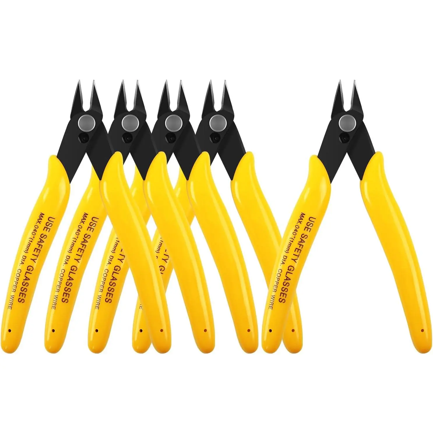 5PCS Micro Flush Cutters, 5-Inch Precision Wire Cutters with Internal Spring for Electronics & Craft Projects