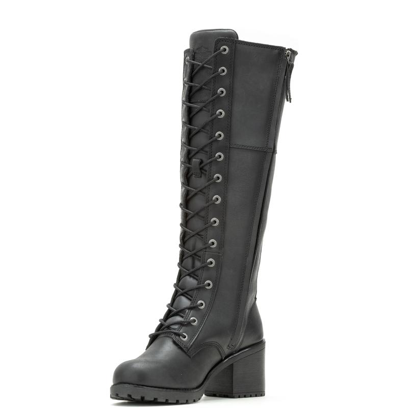 Harley-Davidson Aldona 14" Lace D87270 Womens Black Leather Motorcycle Boots