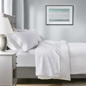 Beautyrest BR20-1882 Luxury Bedding Solid Protective Sheet Set, White, California King Size, 55% Cotton 45% Polyester, HeiQ Temperature Regulating, Cooling, Anti-Bacterial, Machine Washable