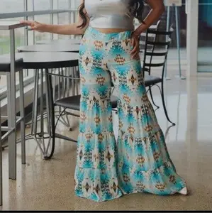 Blue Aztec Wide Leg Pants