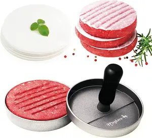 Meykers Burger Press 100 Patty Papers Set with Free Wax Patty Paper Sheets, Non-Stick Hamburger Mold, BPA Free, Meat, Beef Cheese, Veggie Options