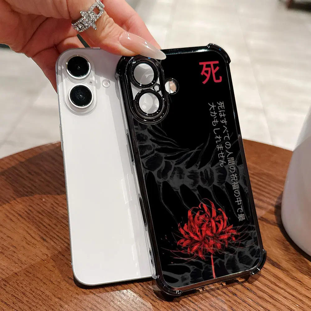 Phone case: Creative Luxury Dark Flower Pattern Tokyos G-Ghoul Phone Case for Apple iPhone 17 Air 16 15 14 13 12 11 Pro Max X XR XSMAX 8 7 Plus, Electroplated Frame, Corner Drop Protection, Soft Back Cover
