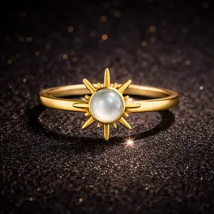 2026 New Anti Anxiety Spinner Ring for Women Adjustable Open Ring Moonstone Gold Sun Ring Fidget Ring Stress Relief Dainty Silver Jewelry Gift