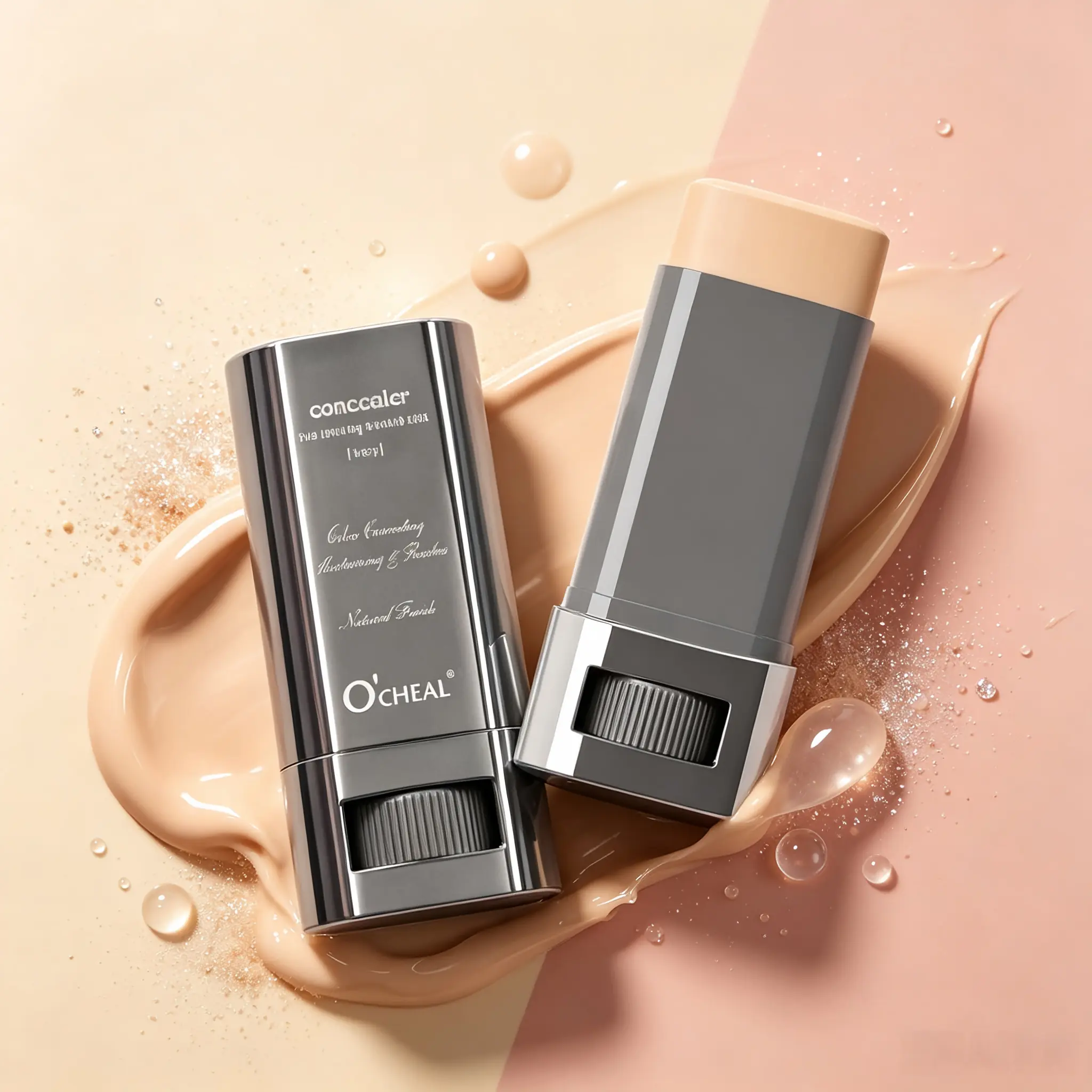 Long Wear Waterproof Cosmetic Concealer Foundation Stick with Built-In Brush, Buildable Coverage Contour Stick for Beginners & Daily Makeup