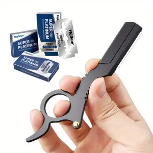 [Replaceable Razor Hairdresser] Manual Razor Shaving Razors Straight Edge Haircut Beard Eyebrow Shaver Men's Razor Hairdresser Trimming Replaceable Blades