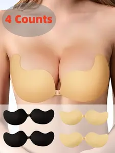 1/2/4 Women's Invisible Silicone Breast Pasties, Self Adhesive Push Up Lift Nipple Covers, Ultra Thin Comfortable & Breathable Design, Skin Friendly Reusable Sticky Bras, Underwear, Coverage & Natural Lift, Ideal For Daily Wear, Parties, Weddings