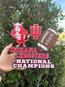 🏆 Indiana Hoosiers National Champions Desk Stand | IU Hoosiers Football Decor | College Football Desk Decor | Game Room Display