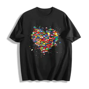 World Flags Heart World Tshirts, International Country Flag Graphic Tee, Global Unity Peace Shirt, Travel Lover Gift, Patriotic World T-Shirt for Men Women