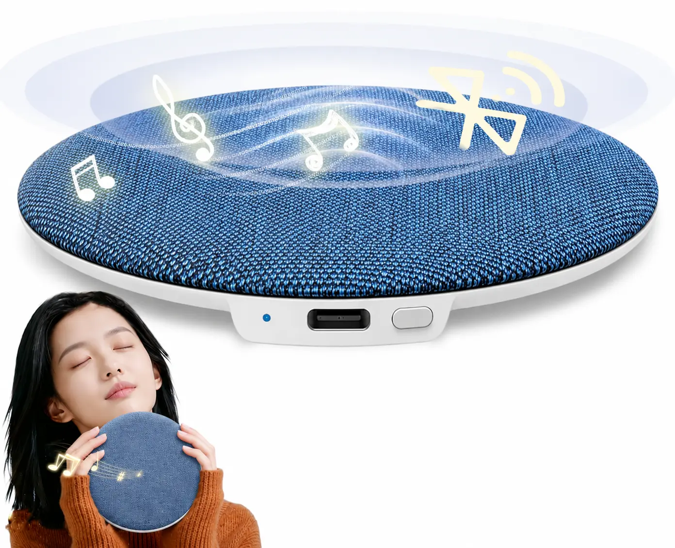 OObang Ultra-Thin Pillow Speaker - Customizable Bluetooth Stereo with Built-in Electronic Timer, USB Type-C Connected Compact Portable Speaker, Cable-Free Wireless Audio for Bedtime Music, Compatible with iOS/Android Phones & Tablets, Portable Speakers