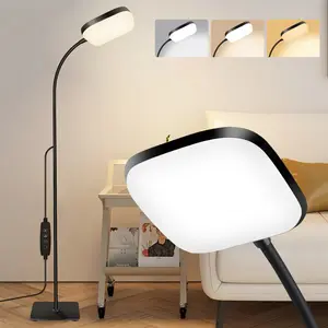 Modern LED Floor Lamp, 18W  Bright LED Floor Lamp  with Smart Plug, Dimmable Timing Eye Caring Reading Lamps Floor Standing Adjustable Gooseneck for Living Room Bedroom Office