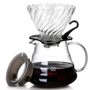 Viral Trending 3-Piece Heat-Resistant Borosilicate Glass Coffee Pot Set, Detachable Handle Filter Cup, Transparent Drip Coffee Pot, Pour Over Coffee Maker, Food Grade Lead-Free BPA Free for Home Office Café, Three Size Options Available Daily Use