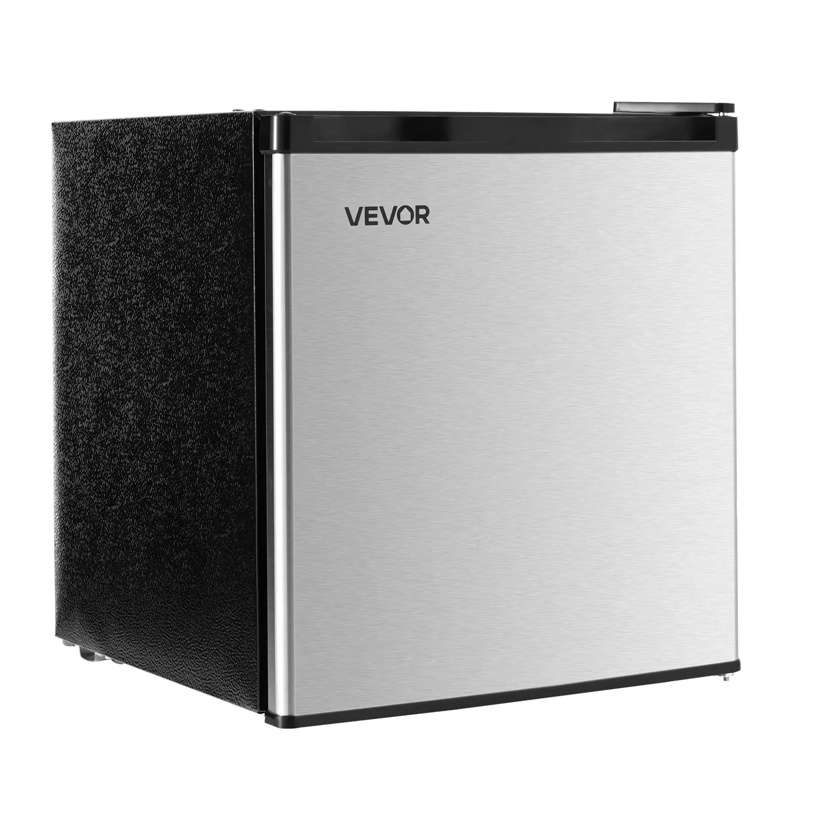 VEVOR 1.6 Cu. Ft Single Door Compact Stainless Steel Refrigerator, Adjustable Temp, Metal Shelf, Energy Efficient, Reversible Door, Low Noise Single Unit for Bedroom