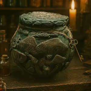 “The Mycelium Key” – Mushroom Journey Jar  A one-of-a-kind hand-sculpted forest relic by Willowstar Magick & Mystics