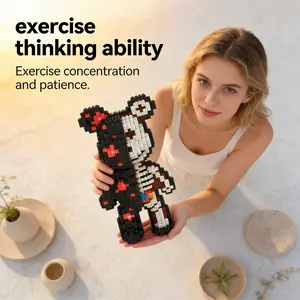 Half-Dissection Starry Night Bear 3D Puzzle Building Block Decoration, Home Office Bookshelf Decor, Party Living Room TV Stand Display