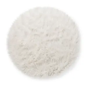 3' Faux Fur Round Kids' Rug White - Pillowfort