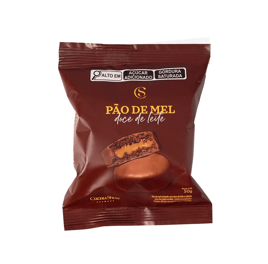 CACAU SHOW Pão de Mel Recheado com Doce de Leite 50g – Brazilian Honey Cake Filled with Dulce de Leche – Gourmet Chocolate Covered Treat