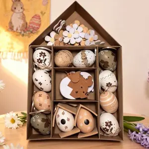 40pcs Decorative Hanging Easter Egg Ornaments, Shatterproof Beige and Green Plastic Eggs, for Spring Holiday Tree Decor, Suitable for Easter Queue Decoration Tree Decoration