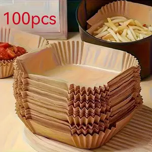 50/100 Pcs Non-stick Air Fryer Liners, Square Disposable Liners, Eco-friendly & Biodegradable, Suitable for Baking, Roasting & Deep Frying, Ideal for Home, Hotel & Commercial Use, Baking Utensils Supplies, Halloween & Christmas Bakeware Accessories