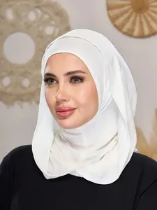 Women's Solid Color Balaclava Ski Mask, Breathable Stretchy Neck Warmer, Non-Slip Sports Headwear, Boho Style All-Season Accessory, Modest Hijab
