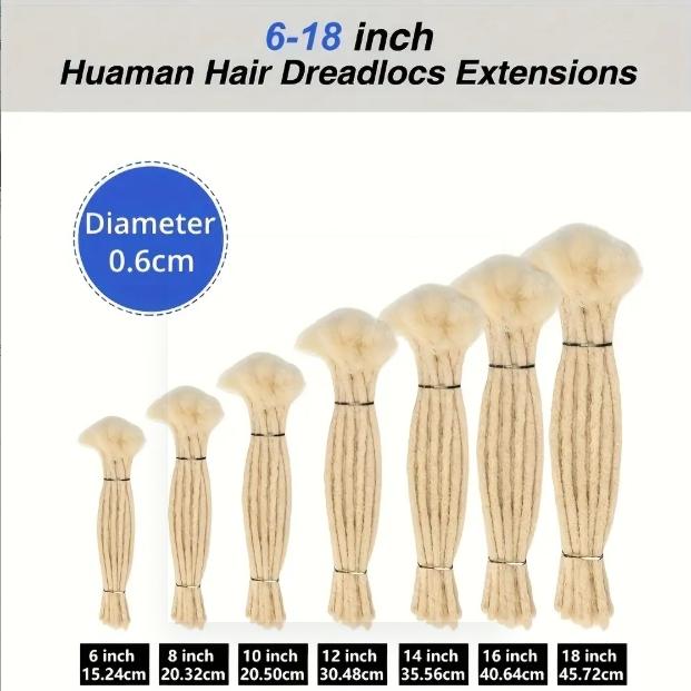 100 Strands 100% Real Human Hair Dreadlock Extensions 0.6cm Thickness 4‑12 Inch Colored Locs for Men & Women