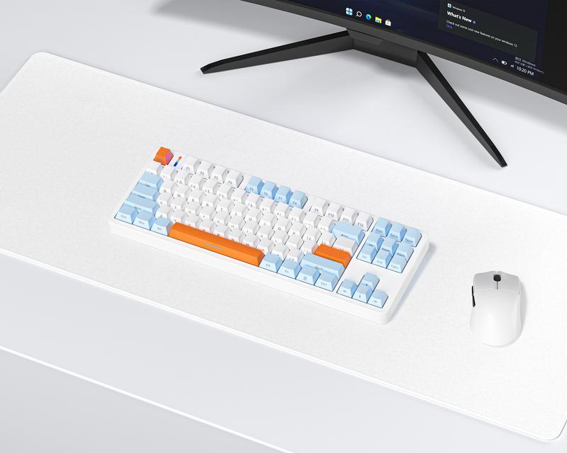 Teclado Mecánico 80%TKL-Gasket Algodón insonorizante de doble capa-HIFI Sound Switch-Cable USB-C-Retroiluminación blanca pura-FURYCUBE G87 -3PIN HotSwap-Teclado mecánico-Estructura hundida