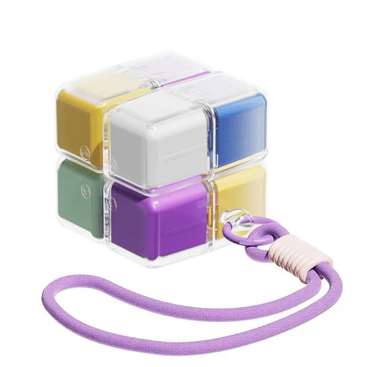 Travel Pill Organizer with Modular Compartments & Magnetic Closure – A Cube-Shaped Healthcare Aid with 8 Compartments for Vitamins, Supplements & Tablets for 7 Days