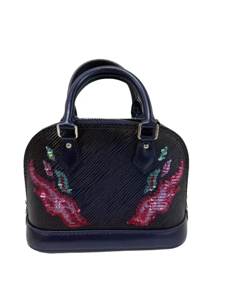 Pre-owned Louis Vuitton Leather Shoulder bags Navy Sequin Epi Alma Nano L26043377