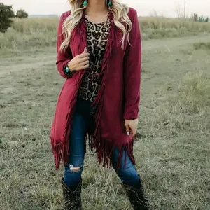 Long Fringe Wine Jacket