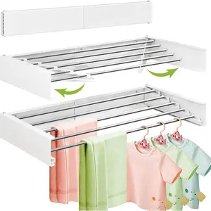 Wall Mounted Drying Rack,32 inches,Foldbale, Clothes Drying Rack,Laundry Drying Rack Wall,Drying Rack Clothing Saver,Retractable,Collapsible,Folding Laundry Rack,White