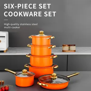 12-piece stainless steel cookware set - induction cooking, large pot, cheese pot, double handle with lid, suitable for soup, hot pot, pasta, seafood soup, rice cooker
