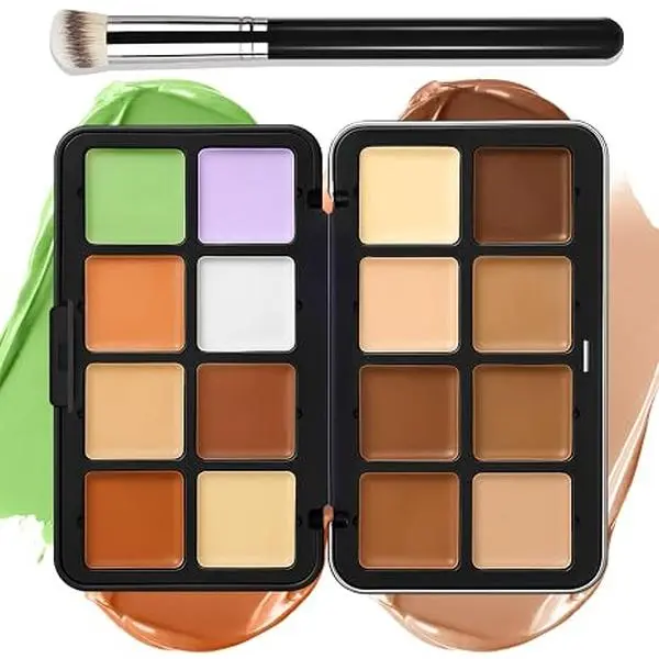 Cream [Contour Concealer Foundation] Makeup Palette for Cheeks - All in One Makeup Palette Kit with Brush, Natural Matte Long Wearing, Waterproof Blendable Face Make Up Pallete (#06)