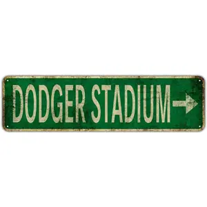 [Mother's Day Gift]Vintage Tin Sign Dodger Stadium Sign Street Sign Retro Metal Sign for Home Bar Coffee Garden Indoor Ourdoor Decor 4x16 Inch