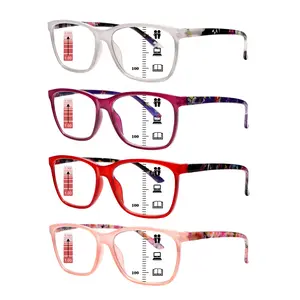 4-Pack Stylish Progressive Multifocal Blue Light Blocking Reading Glasses, Specifically For Women With Classic Frames. Featuring Spring Hinges Three Adjustable Vision Levels To Accommodate Diverse Need, Perfect Holiday Gift Choice. Clear Daily Mix Color Q