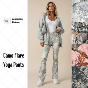 Camo Flare Yoga Pants for Women - Wide Leg Crossover High Waisted Camo Bootcut Workout Flared Leggings for Fall Active Wear & Gym Sessions