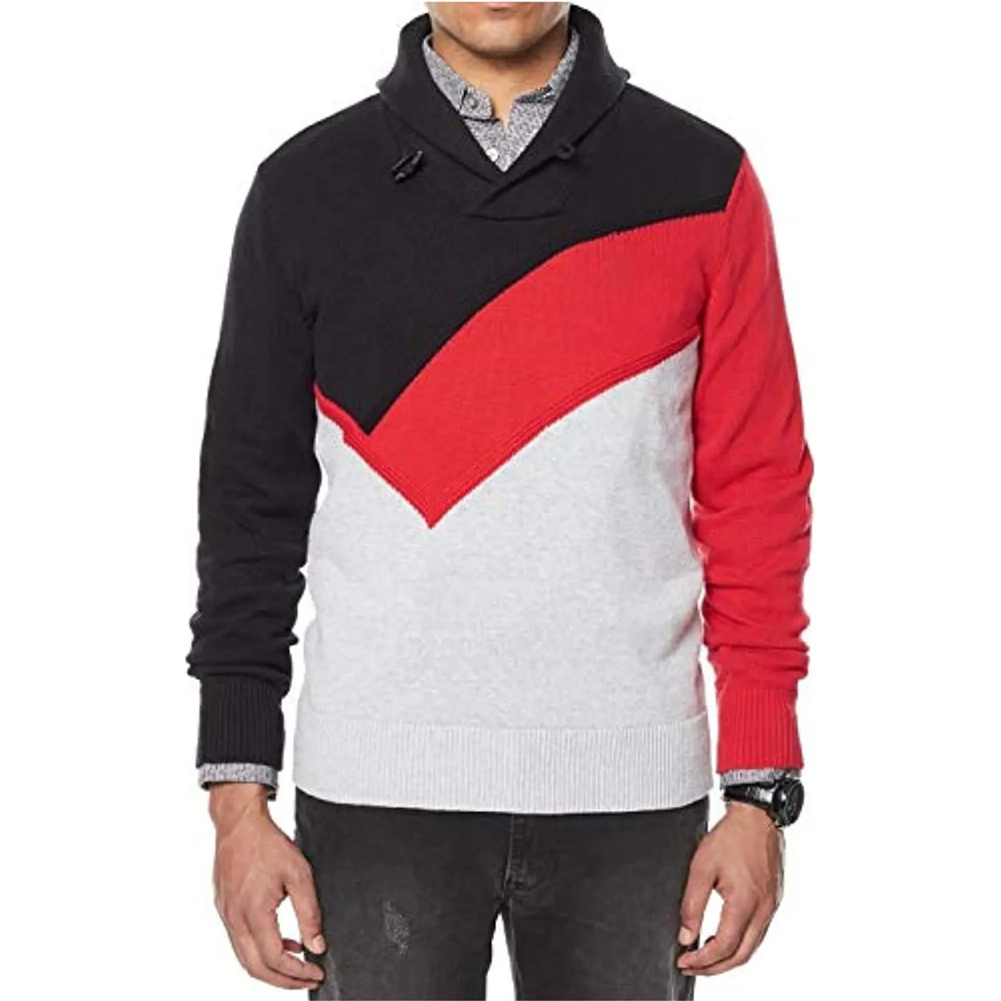 Sean John Mens Colorblocked Knit Sweater
