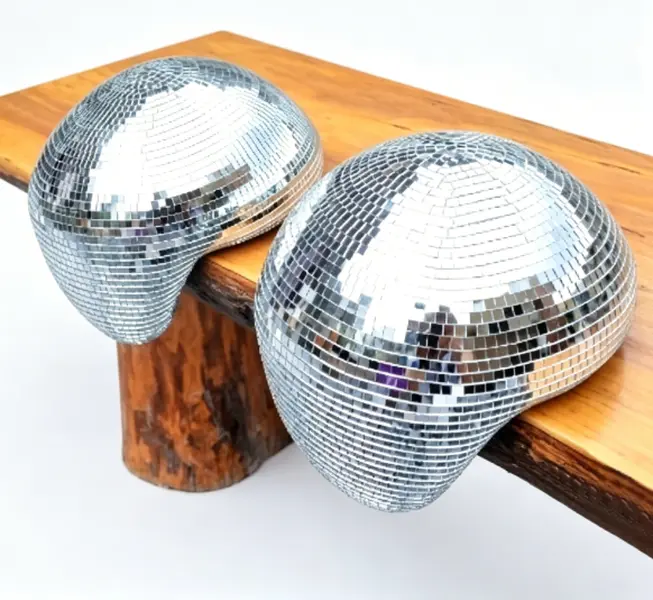 1pc Silvery Melted Mirror Glass Block Disco Ball Sculpture, Modern Home Decor Accessory, Statue for Green Home Interior Ornaments