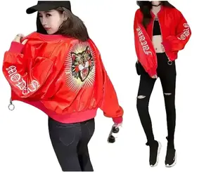 Molly Red Jacket with Bold Cat Graphic and Lettering Design - Casual Style Jacket for Molly Product