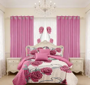 Bedding Set 9 Pieces Microfiber and Bamboo Fiber Soft Floral Print Design Bedspread Curtains Pillowcases Four   Season Warm Easy Care for Farmhouse Bedroom or Dorm Decor Queen King Full Size Ideal as Christmas Gift
