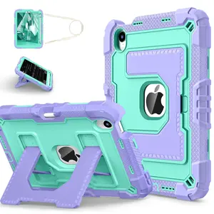 For  iPad mini7 2024 mini6 2021 Tablet Case with Handle Stand Shockproof Rugged Cover Tablet Protective Cover Pen Tray Included Non toxic Soft