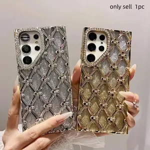 Fashion Glitter Electroplating Rhinestone Flower Case for Samsung S26 ULTRA S25 S24 S23 FE A26 A16 Soft Clear Protective Shockproof Cover Accessories