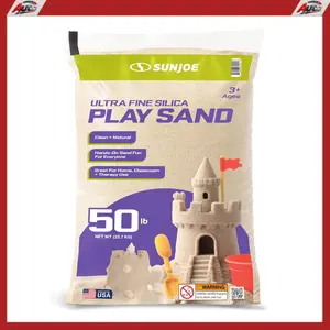Sun Joe Silica Play Sand for Sandbox, Sensory Table & Garden Spaces, Ultra Fine, 50 Lb Bag - Indoor and Outdoor Natural Craft Accessory for Molding, Digging, Sculpting and Gardening, PLYSAND50