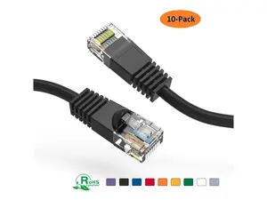 Nippon Labs (10 Pack) Cat5E 5FT UTP Ethernet Network Booted Cable - Black - 5 ft. - 24AWG RJ45 Enhanced Cat5E Patch Cable (5FT 10 Pack Black)