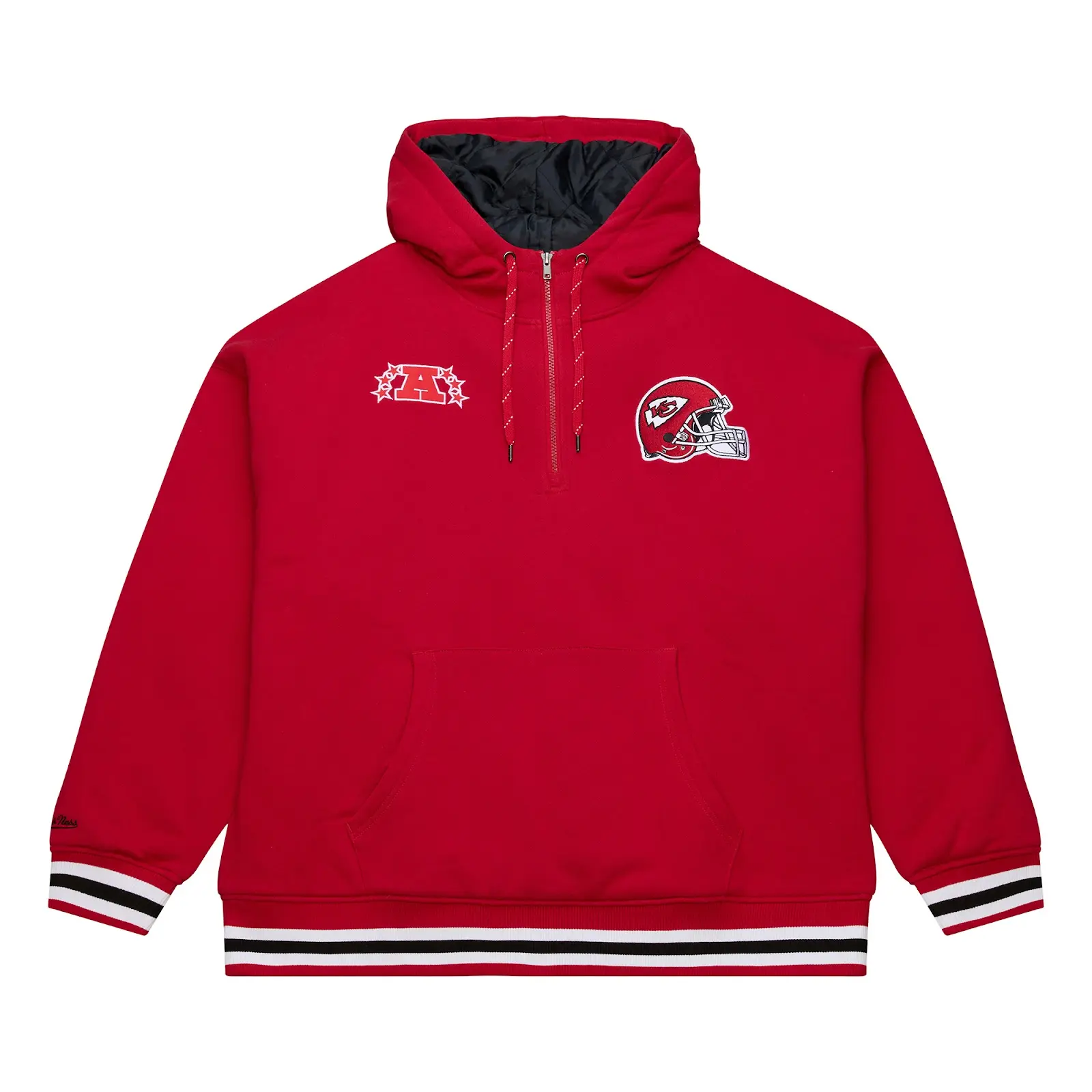 Kansas City Chiefs Throwback Quilted Fleece Quarter-Zip Hoodie - Vintage NFL Fleece Hoodie, Retro Streetwear, Mitchell & Ness