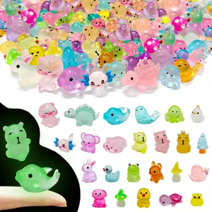 105 Pcs 25 Styles Luminous Glow in the Dark Mini Resin Animal Figurines for Dollhouse Micro Landscape Aquarium