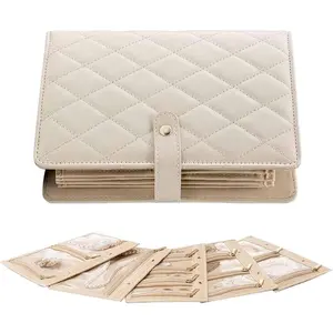 Travel Jewelry Organizer, Foldable Jewelry Bags Jewelry Storage Book, Back to School Gifts for Girls Women, Ring Binder with Clear Zipper Velvet Pouch Bag for Traveling,Rings,Necklace,Earrings,Bracelets,Brooches, Travel organizer