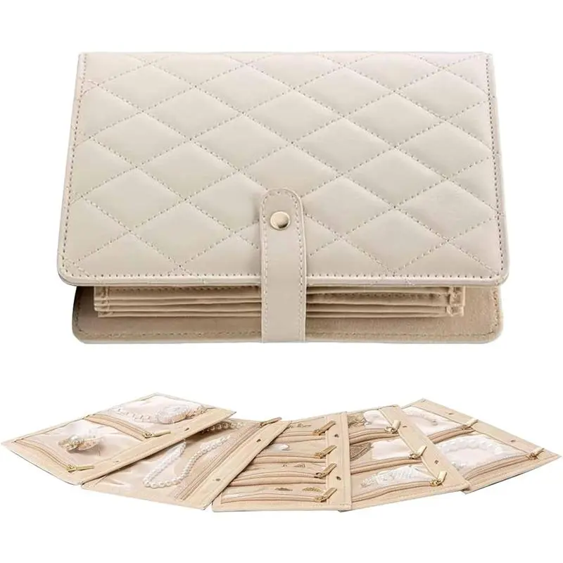 Travel Jewelry Organizer, Foldable Jewelry Bags Jewelry Storage Book, Back to School Gifts for Girls Women, Ring Binder with Clear Zipper Velvet Pouch Bag for Traveling,Rings,Necklace,Earrings,Bracelets,Brooches, Travel organizer