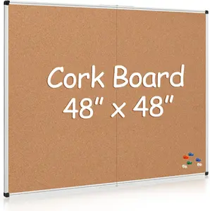 Versatile Cork Bulletin Board - Extra Large 36'x48' Wall-Mounted Noticeboard with Silver Aluminum Frame - Includes 36 Push Pins - Ideal for School, Home, and Office