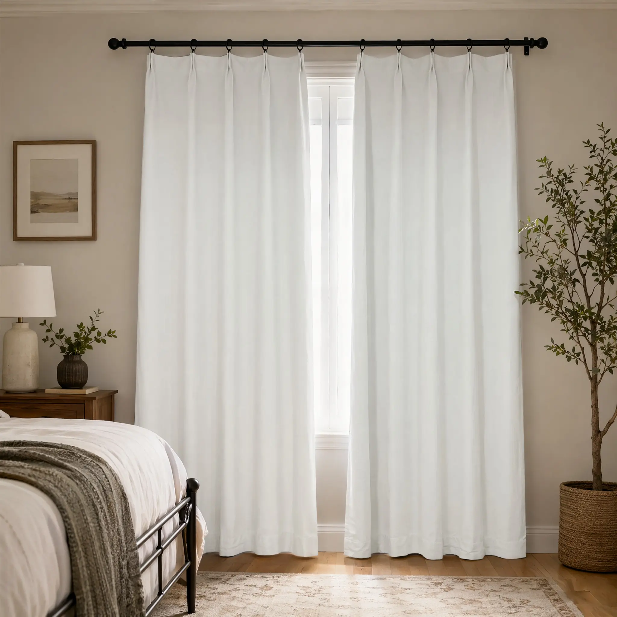 Chenille Bedroom Curtains, Soft Textured Window Curtain Panels, 2 Panels Set, Elegant Drapes for Bedroom Living Room, Light Filtering Privacy Curtains