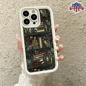 Vintage Bookshelf Flower Pattern Case,phone Case Suitable for Iphone 11/12/13/14/15/16/17 Pro Promax Plus Air and Samsung S22/S23/S24/S25 Plus Ultra Fe,Shockproof Anti Drop Protective Durable TPU Cover