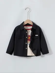 Corduroy Jacket, Casual Vintage Style, Three Button Design + Side Pockets, Suitable for Boys & Girls Aged 3-6 Years, Casual Fall Jacket